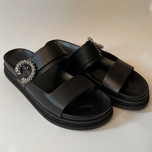 Jimmy Choo Marga Fabulous Black Glam Sandals, size 41/11